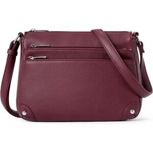 Women Wine Red Imported PU Leather Medium Size Crossbody Satchel Handbags